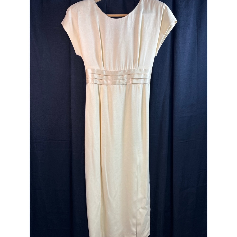 Vintage Donna Ricco New York Cream Sheath Dress Satin Bow Back Size 4 USA Made